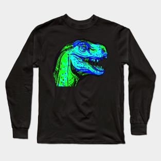 T-Rex Interactive Green&Blue Filter T-Shirt By Red&Blue Long Sleeve T-Shirt